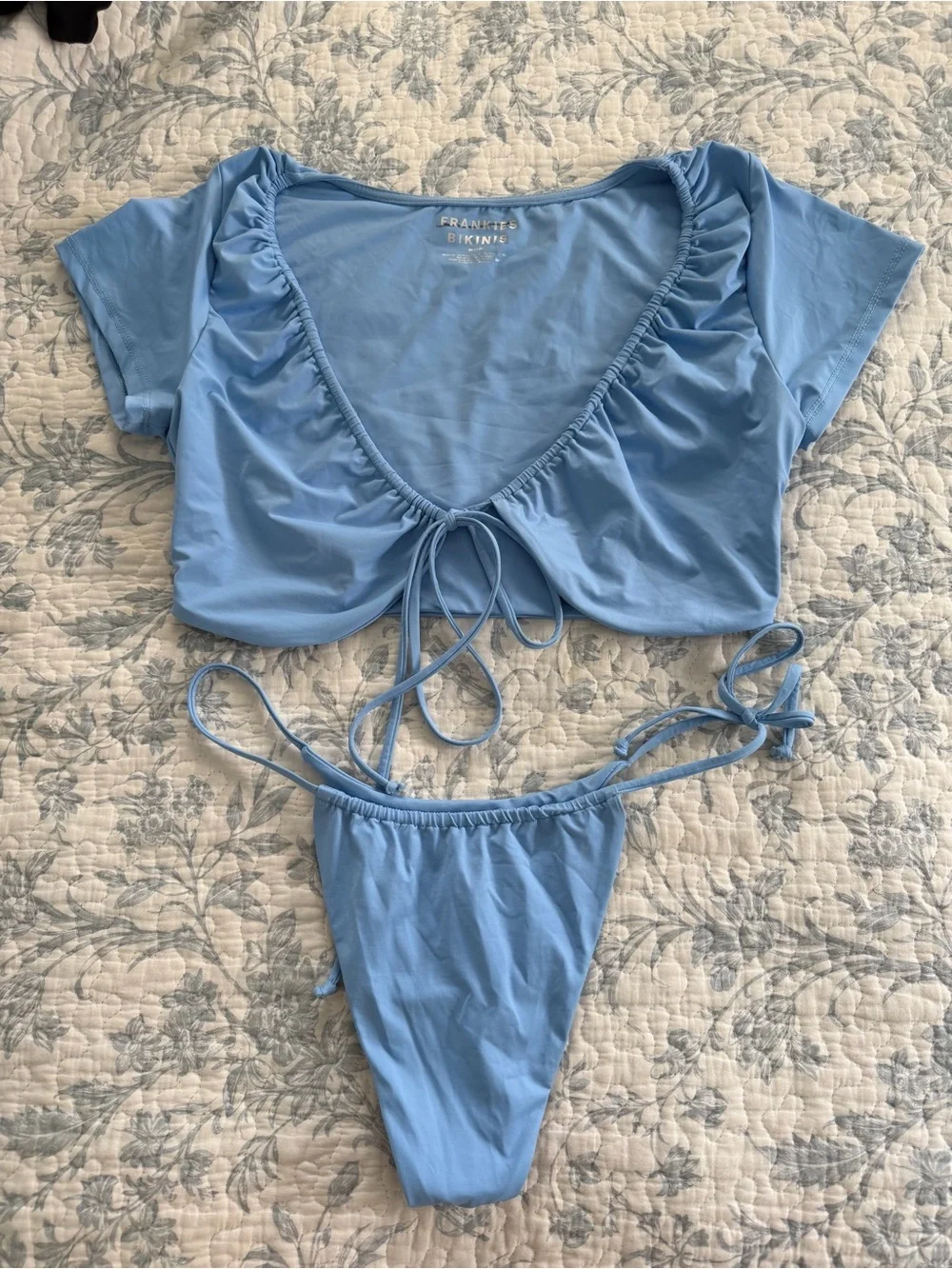 Frankie's Bikinis Light Blue Two-Piece Tie-Front Bikini Set